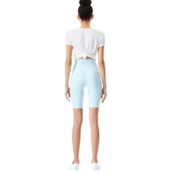 Alice + Olivia Aaron High Waist Biker Shorts in Powder Blue, Large - Picture 3 of 8